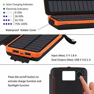 wasserdichtes tragbares Solarladegerät-Solartelefon-Ladegerät-Kampieren 8000mAh 5V