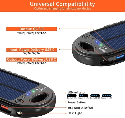 Energie-Bank USBs C 18W 10000mAh Sonnenenergie Ladegerät Soem
