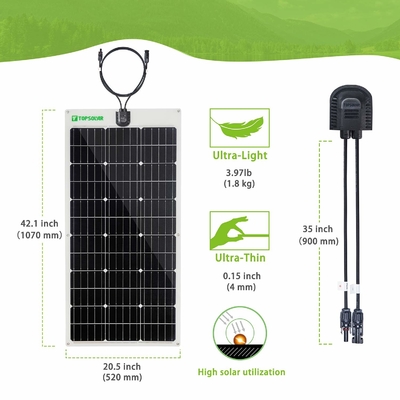 Flexibler dünner Bendable monokristalliner Sonnenkollektor 100w der Sonnenkollektor-12v 24V